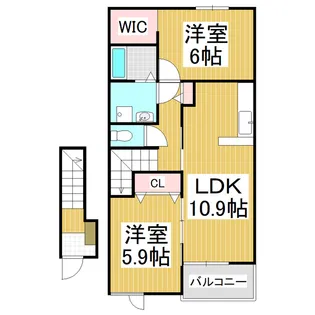 フレスクーラ蟻ヶ崎Ⅱ【2階】の間取り