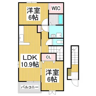 フレスクーラ蟻ヶ崎Ⅲ【2階】の間取り
