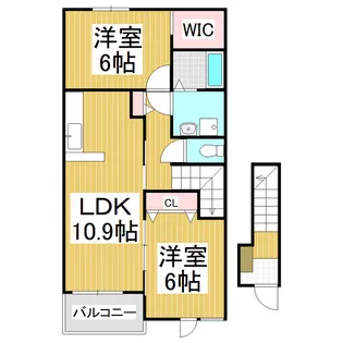 フレスクーラ蟻ヶ崎Ⅲ【2階】の間取り