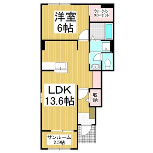 フレスクーラ蟻ヶ崎Ⅲ【1階】の間取り