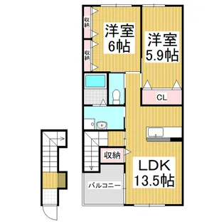 ユニヴァリーコンチェルト【2階】の間取り