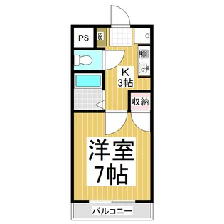 三輪ハイツ一ノ瀬【3階】の間取り