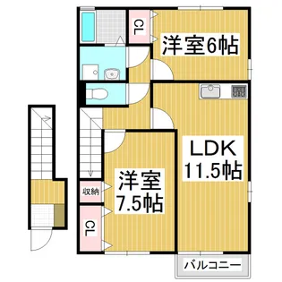 フォレストグリーンハマB棟【201号室】の間取り