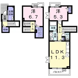 クレセントⅦ【206号室】の間取り