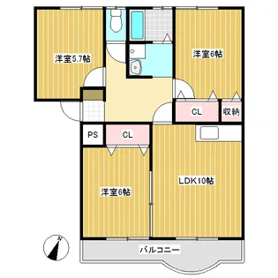 グリーン・エコーズ【105号室】の間取り