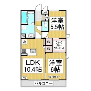 ベルクレール【201号室】の間取り