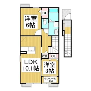 リリーハイツ富竹 C棟【202号室】の間取り