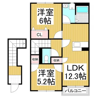 Le nord D【202号室】の間取り