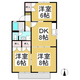 クラスターテラス B棟【206号室】の間取り
