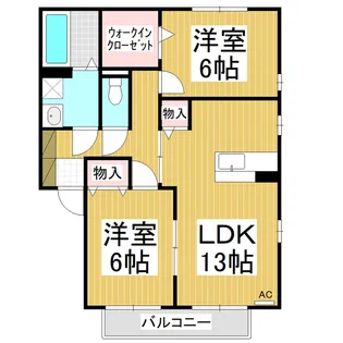 リビングタウン瀬原田Ⅱ A棟【2階】の間取り