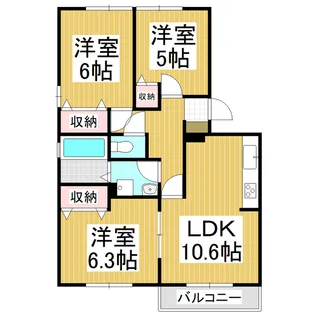 メゾンロゼールC棟【1階】の間取り