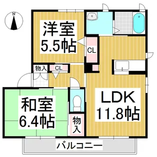 グランシャリオK【101号室】の間取り