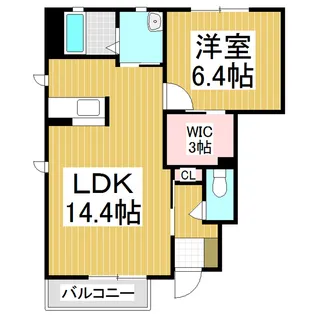 クレドール三輪【W101号室】の間取り