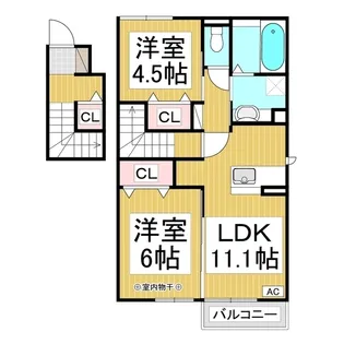 シャン・ド・フルール【201号室】の間取り