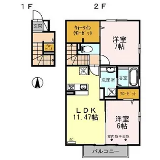 mela casa A棟【201号室】の間取り