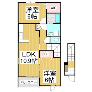 プラシード A【201号室】の間取り