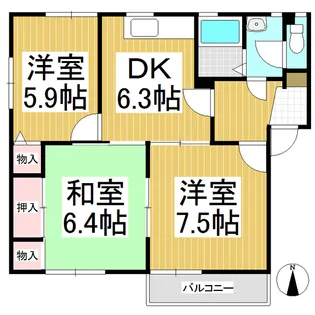 アーバングレイス C棟【201号室】の間取り