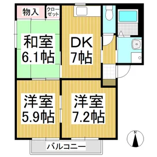 フローラ仲道【D101号室】の間取り