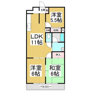 アヴェニール白山【403号室】の間取り