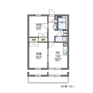レオパレスファーストステージF【103号室】の間取り
