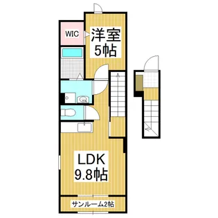 メゾントゥール・ヌソルS【2階】の間取り
