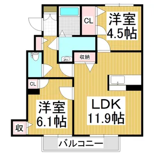 グリチーネ【101号室】の間取り