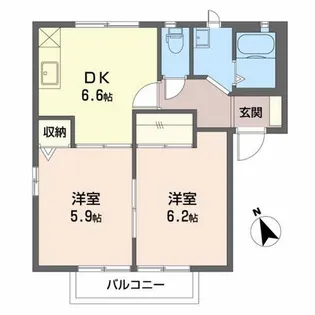ディアス瓜田B【2階】の間取り