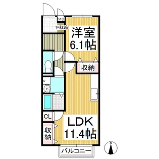 グランヒル上野【1階】の間取り