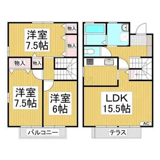 長野県長野市丹波島1丁目【テラスハウス】の間取り