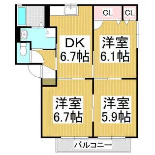 ウエストパルク B棟【202号室】の間取り