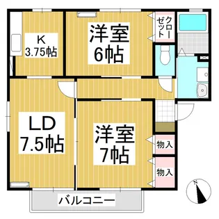 セジュール上田【202号室】の間取り