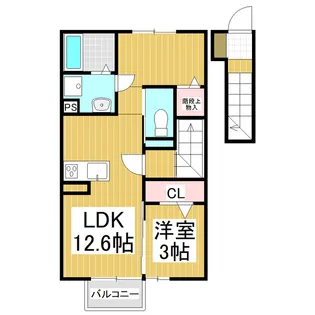 ブルーシエル【B202号室】の間取り