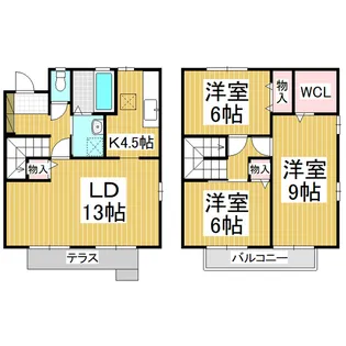 長野県長野市若里【テラスハウス】の間取り