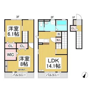 ラ・ヴェリテ【203号室】の間取り