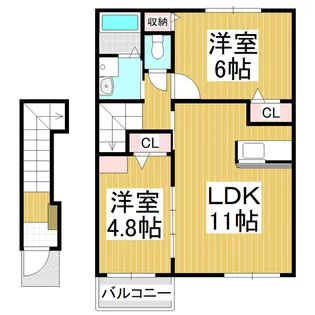 メゾンせんろく【203号室】の間取り