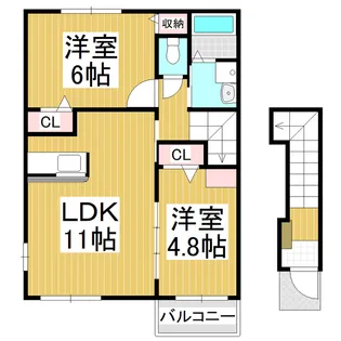 メゾンせんろく【204号室】の間取り