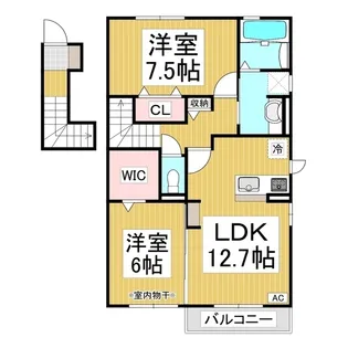 ルーエ・ポム A棟【2階】の間取り