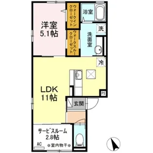 セジュールマロンブラン【1階】の間取り
