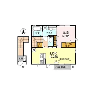 パルテール常磐城【205号室】の間取り