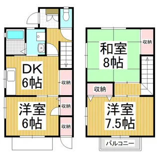 タウンハウスみつば E・F【F101号室】の間取り