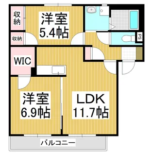 パーチェ長峰【201号室】の間取り