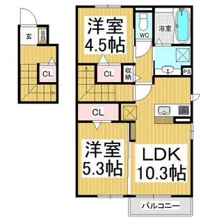 ルージュ伊勢宮 A棟【2階】の間取り