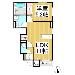 エクセルコートA棟【102号室】の間取り
