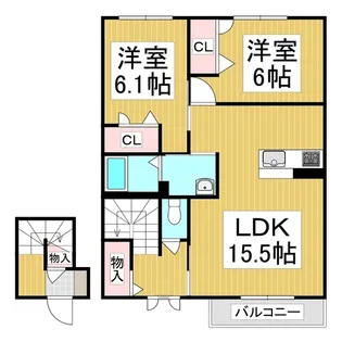 シャーメゾンまちA棟【2階】の間取り