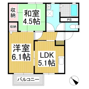 アドヴァンス曽根B【203号室】の間取り