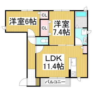 シャーメゾン アルウェール【101号室】の間取り