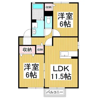 ロイヤルガーデン沢村D棟【2階】の間取り