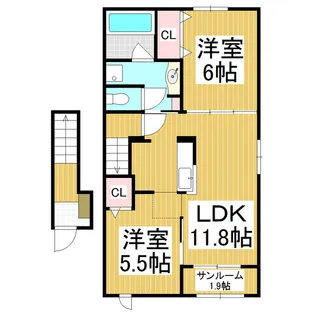 D・Kカクモ【205号室】の間取り