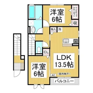 プライマリーコート F棟【201号室】の間取り