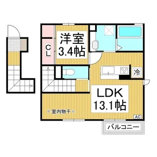 レーヴ ヤマコー【201号室】の間取り